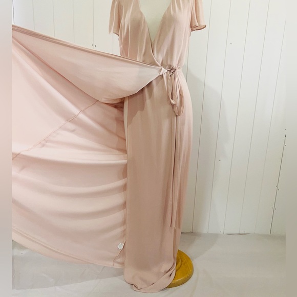 Show me your MUMU True  Wrap Maci Dress women size Large Salmon - Picture 3 of 15